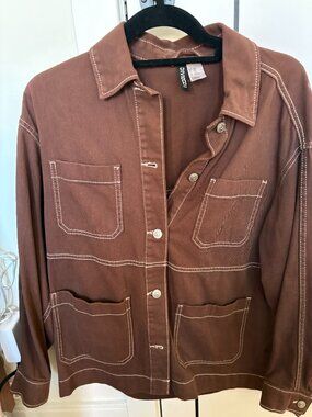 H&M Brown Twill Utility Jacket in XXS